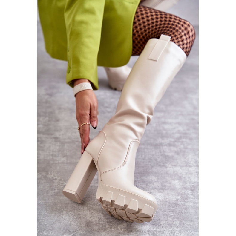 WS1 Cizme la modă din piele ecologică pe platformă Isabell bej 2 WS1 Cizme la modă din piele ecologică pe platformă Isabell bej 2