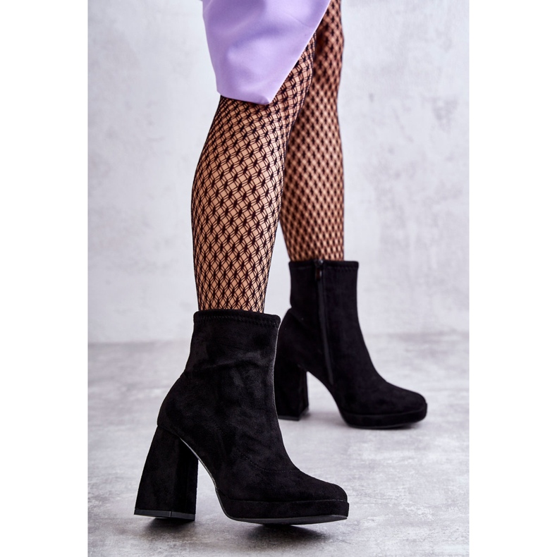 Cizme Damă De piele intoarsa Pe Toc Negru Ramira 2