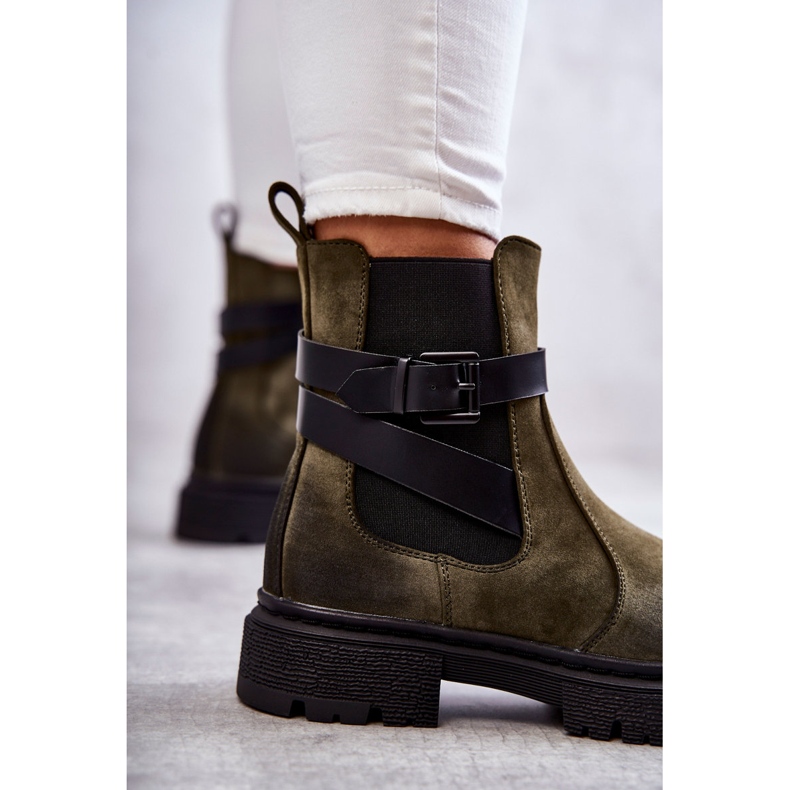 FE1 Cizme Călduțe Damă Cizme Jodhpur Cu Curea Verde Jose 2