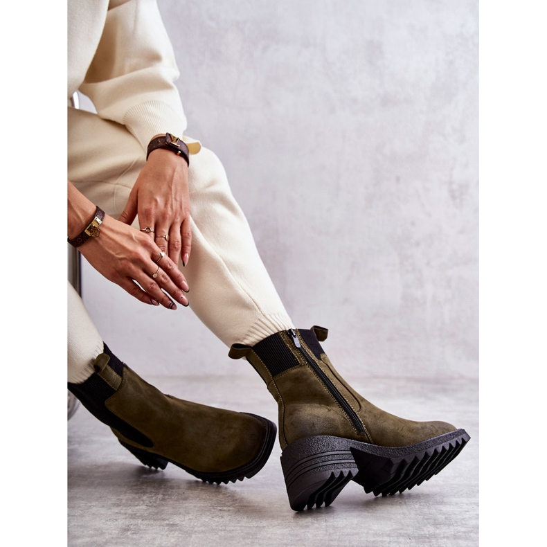 Cizme de damă verzi calde cu toc înalt Abella verde 2 Cizme de damă verzi calde cu toc înalt Abella verde 2