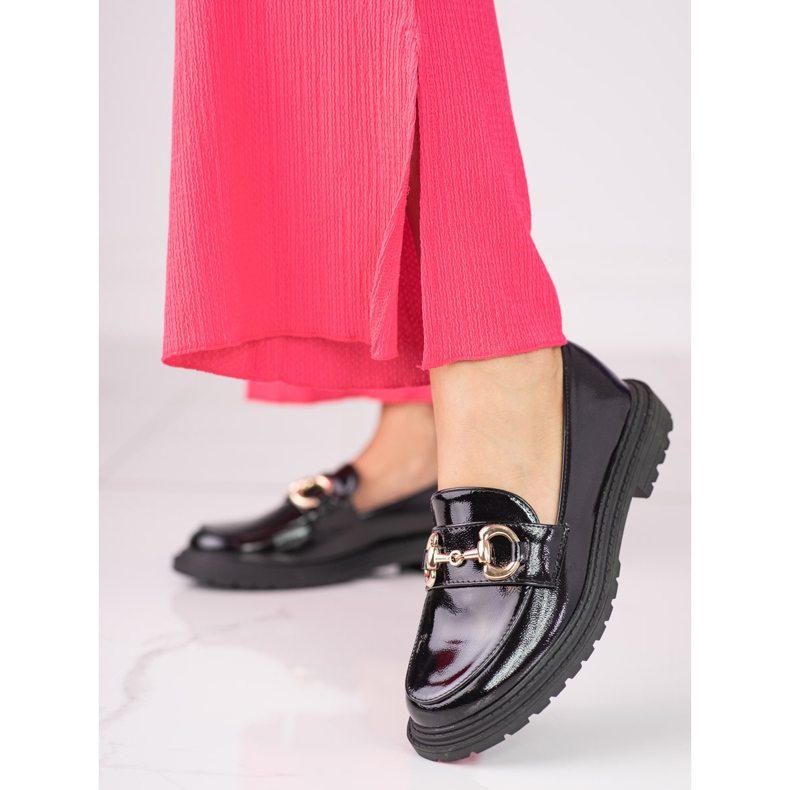 Pantofi dama Black Shelovet din piele ecologica lacuita negru 1