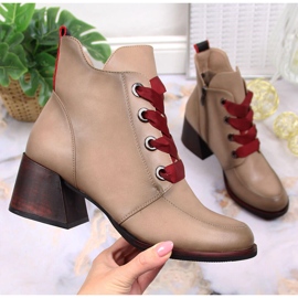 Cizme de dama cu tocuri inalte izolate bej Vinceza JAN147B 1