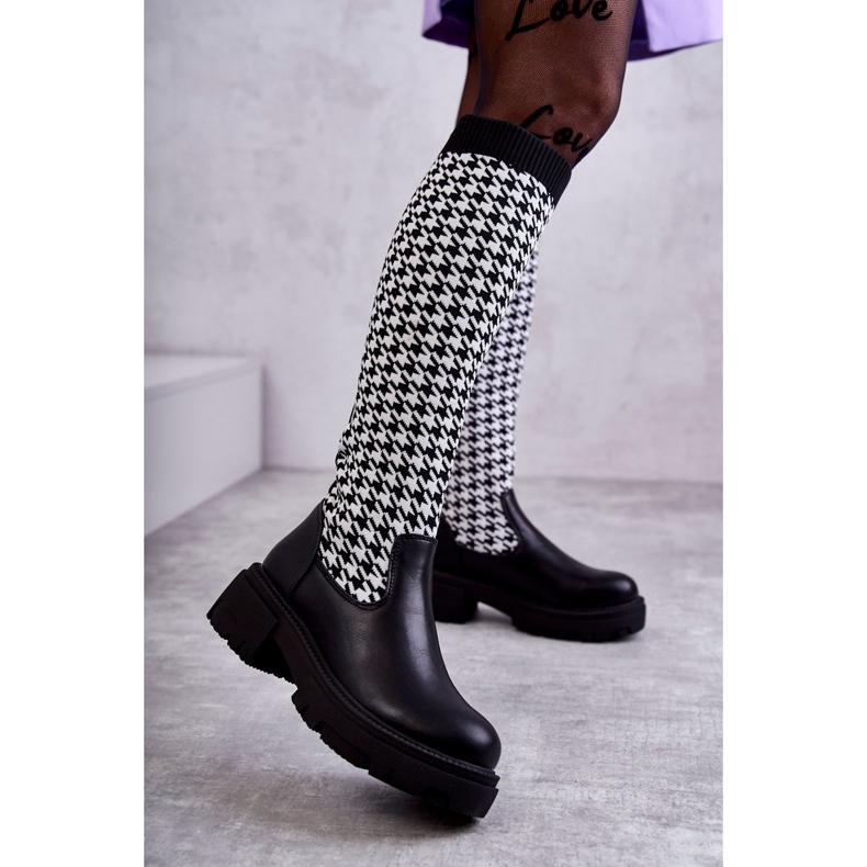 Cizme de damă negru-alb Avira 1