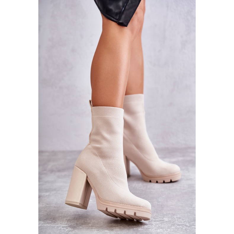 FB2 Botine Damă Material Bej Louve maro 1