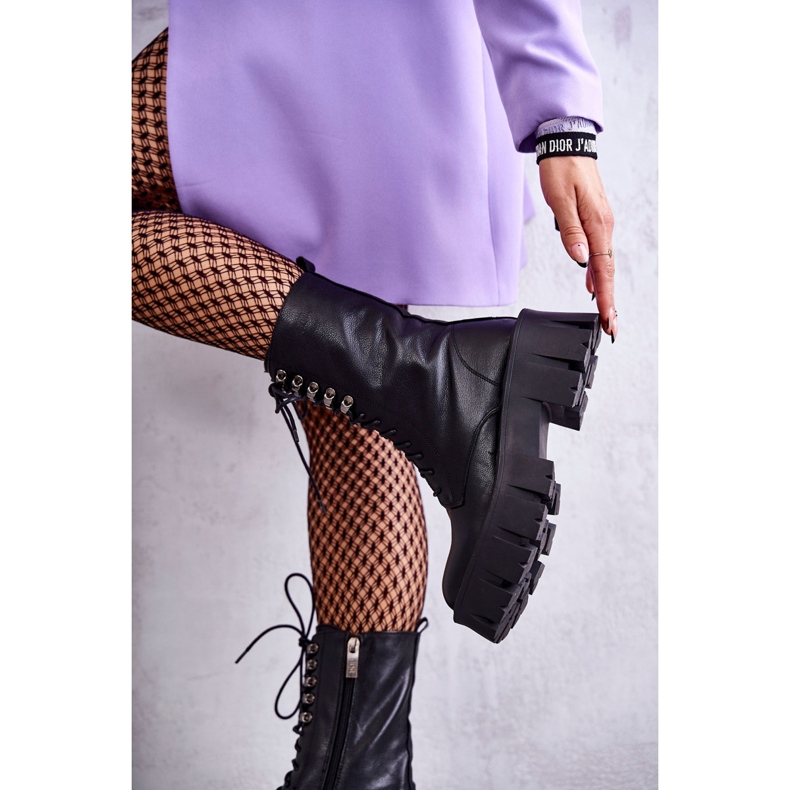 Cizme calde din piele GOE KK2N4013 Negru 2