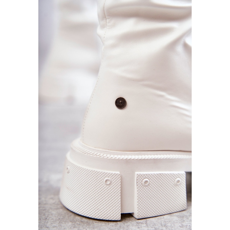 Cizme din piele peste genunchi pe toc plat GOE KK2N4022 alb 2