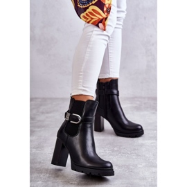 FE1 Cizme negre Maresol din piele pe stâlp cu curea decorativă negru 1