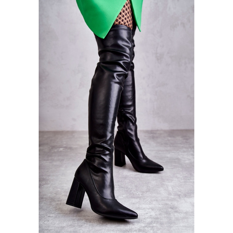FS1 Cizme Cu Toc Înalt Piele Casto Negru 1