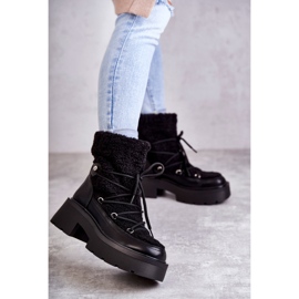 Cizme de zăpadă Sanna negre de damă cu piele de oaie negru 1