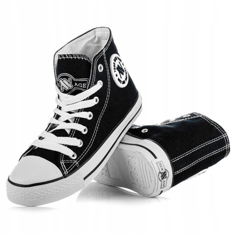 New Age Adidași înalți legați negru 1