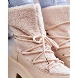 FS1 Cizme De Zapada De Dama Cu Piele De Oaie Bej Sanna maro 1