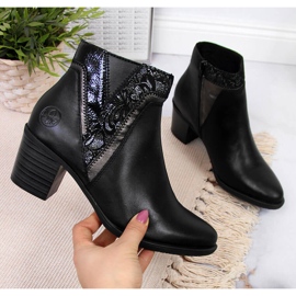 Cizme de damă din piele pe post negru Rieker Y2063-00 1