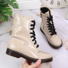 Cizme pentru fete, lăcuit bej cald Kornecki 6017 1 Cizme pentru fete, lăcuit bej cald Kornecki 6017 1