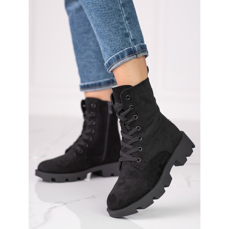 Genți Shelovet de damă din piele intoarsă neagră negru 2