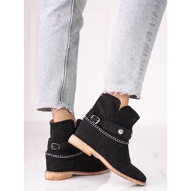 Cizme de cowboy din piele intoarsa de dama pe pana Shelovet neagra negru 2