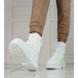 Cizme de zăpadă albe de damă cu șireturi Shelovet 1