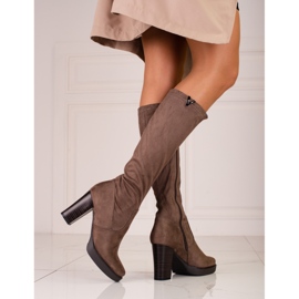 M.Daszyński Cizme de damă Daszyński pe un stâlp maro 1 M.Daszyński Cizme de damă Daszyński pe un stâlp maro 1