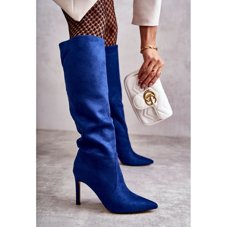 FS1 Cizme albastre Carite cu toc inalt din piele intoarsa albastru 2 FS1 Cizme albastre Carite cu toc inalt din piele intoarsa albastru 2