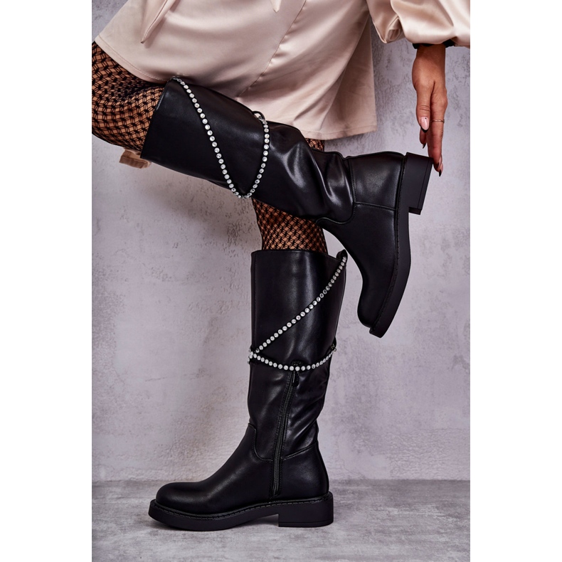 FS1 Cizme Negre De Damă Cu Ornamente Finlay Negru 1 FS1 Cizme Negre De Damă Cu Ornamente Finlay Negru 1