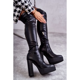 FS1 Cizme Înalte De Piele Pe Platforma Katrina Neagră negru 1