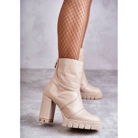 Cizme Piele Pe Toc Înalt Bej Elia 2