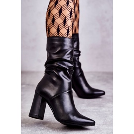 Cizme din piele pe toc inalt Laura Messi 2560 negru 1