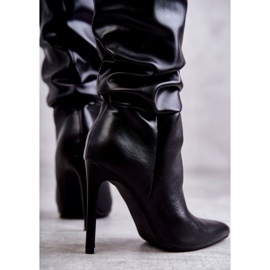 WS1 Cizme sifonate din piele ecologica pe toc inalt Caren negru 2