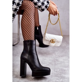 Botine netede din piele, negre negru 2