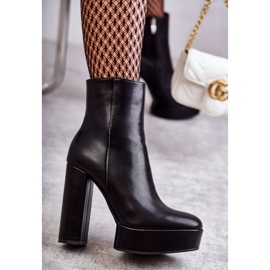Botine netede din piele, negre negru 1