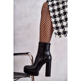 Botine netede din piele, negre negru 6