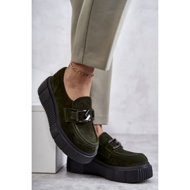 Pantofi de piele intoarsa la moda pe platforma Khaki Marsol verde 7