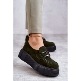 Pantofi de piele intoarsa la moda pe platforma Khaki Marsol verde 2