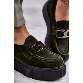 Pantofi de piele intoarsa la moda pe platforma Khaki Marsol verde 4
