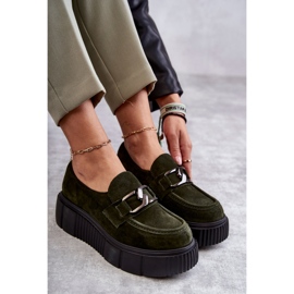 Pantofi de piele intoarsa la moda pe platforma Khaki Marsol verde 8