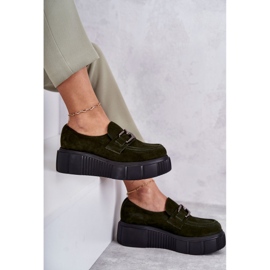 Pantofi de piele intoarsa la moda pe platforma Khaki Marsol verde 10