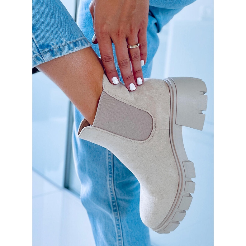 Cizme Chelsea dama Aime Beige Suede bej 1