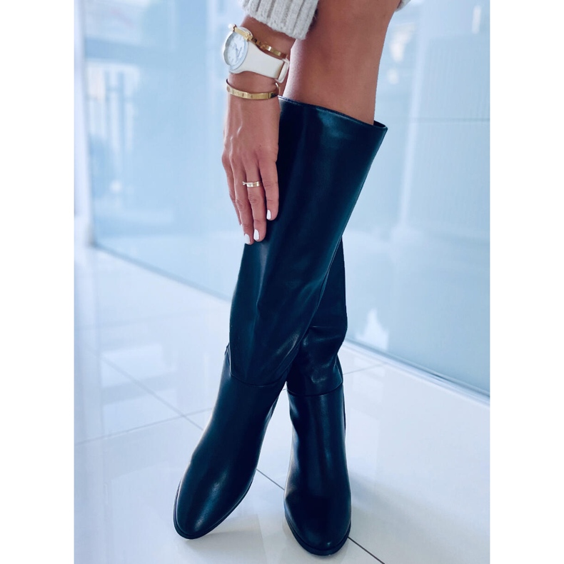 Leisha Cizme negre cu toc inalt negru 1 Leisha Cizme negre cu toc inalt negru 1