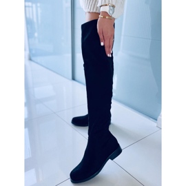 Cizme plate peste genunchi Colleen Black negru 1