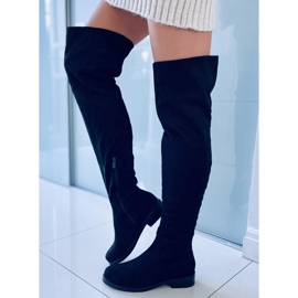 Cizme plate peste genunchi Colleen Black negru 2 Cizme plate peste genunchi Colleen Black negru 2
