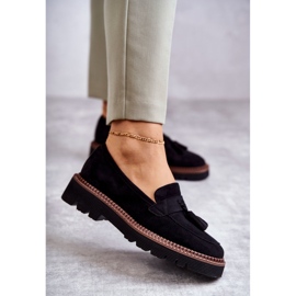 Vinceza Pantofi de damă din piele intoarsa pe platforma neagra Unni negru 1