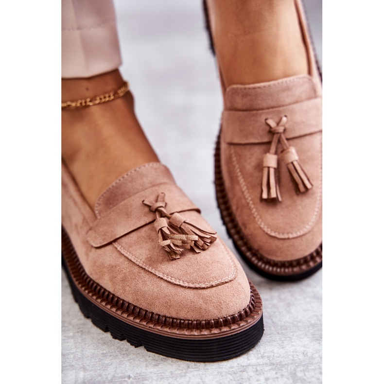 Vinceza Pantofi de damă din piele intoarsa pe o platforma bej Unni 2