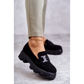 Vinceza Pantofi de damă din piele intoarsa pe platforma Janne neagra negru 1