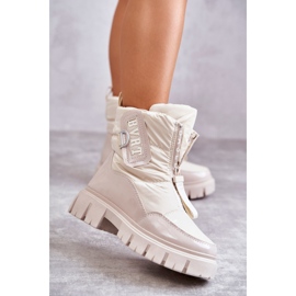 PM1 Cizme De Zăpadă De Damă Bej Cald Cu Fermoar Marit 1