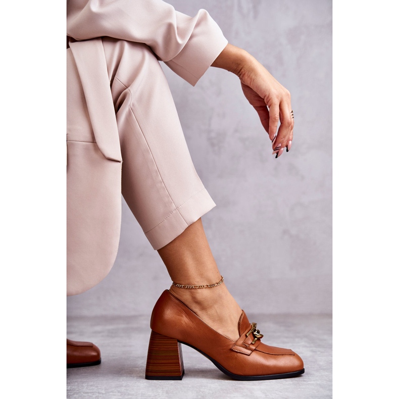 Pompi Piele Cu Lant Laura Messi 2514 Camel maro 2 Pompi Piele Cu Lant Laura Messi 2514 Camel maro 2