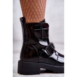 PJ1 Cizme lăcuite pentru femei Gritta negre, cu fermoar negru 1
