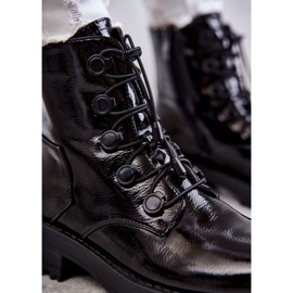 PJ1 Cizme Călduțe Lăcuite De Damă Cu Helia Neagră Neagră negru 2