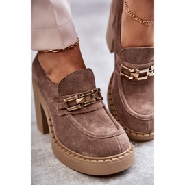 PL5 Pantofi de piele intoarsa pe un post masiv Beige Jaime bej 3