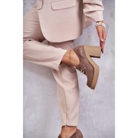 PL5 Pantofi de piele intoarsa pe un post masiv Beige Jaime bej 4