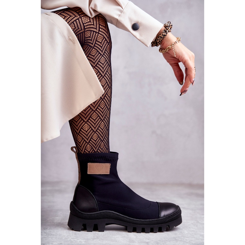 Cizme de dama din stofa Nicole 2703 Black negru 1