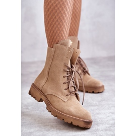 Cizme din piele intoarsa cu fermoar Nicole 2754 Bej maro 1